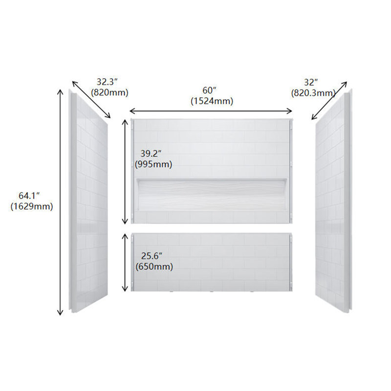 4-Piece Direct-to-Stud Alcove Tub Surround in White