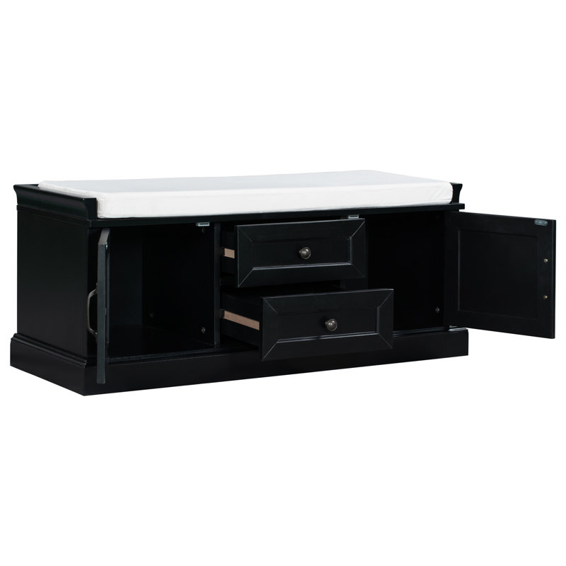 Armoire et tiroirs avec banc de rangement, Noir
