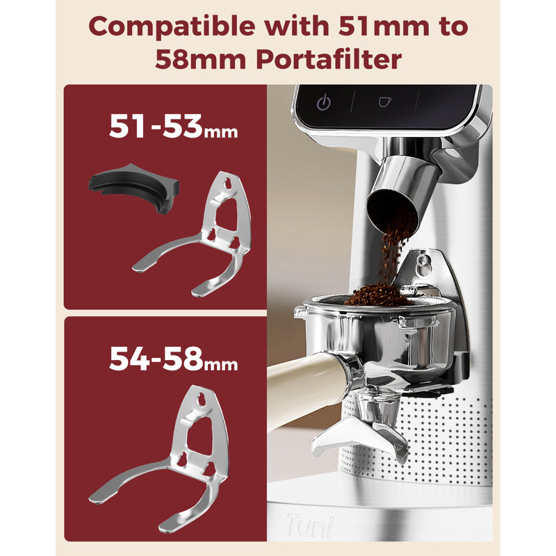 Moulin à café à meules conique Tuni G2, moulin à meules antistatique à 70 réglages de mouture, minuterie électronique de précision et écran tactile à DEL pour espresso / goutte à goutte / infusion à froid / presse française, acier inoxydable