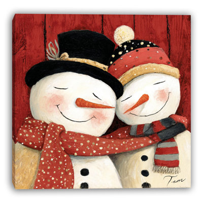 Cozy Snowmen Duo, art mural sur toile tendue