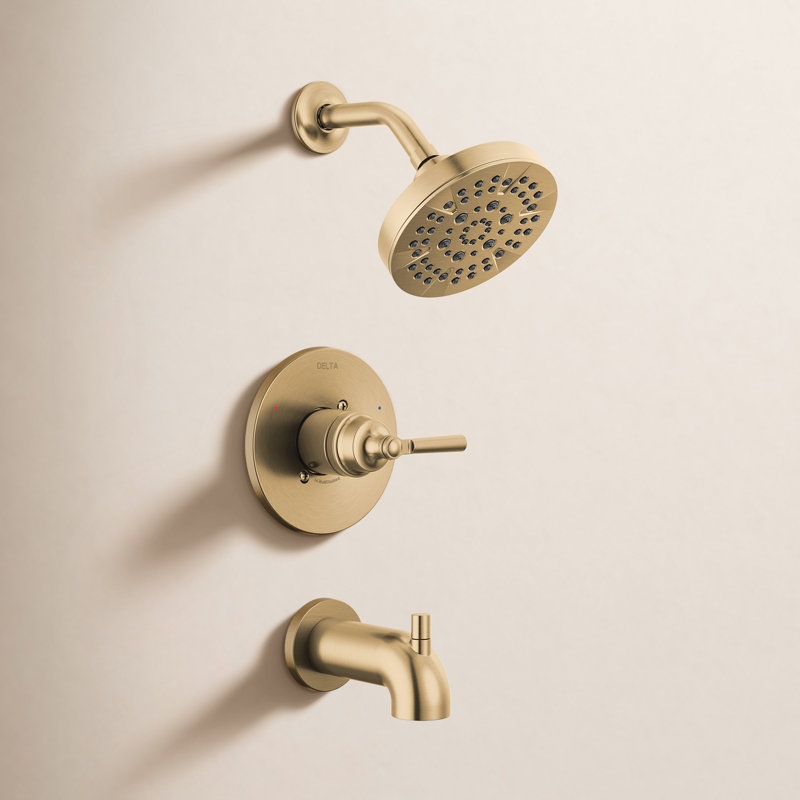 Ensemble de robinet de baignoire et de douche Saylor 14 Series, ensemble de pomme de douche et poignées en or brossé, ensemble de garniture de valve, bronze champagne (valve non incluse)