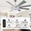 Ventilateur de plafond chromé moderne 72 po avec lumières et télécommande Nimbella-1848337232