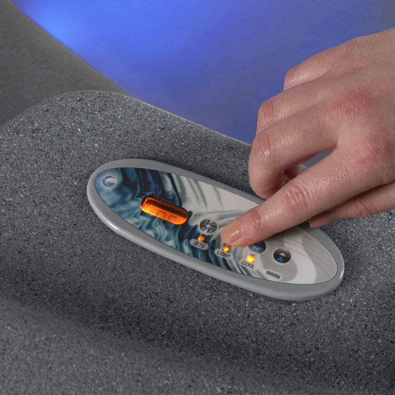 Gray Round 6-Person Polyethylene Hot Tub with 20 Jets