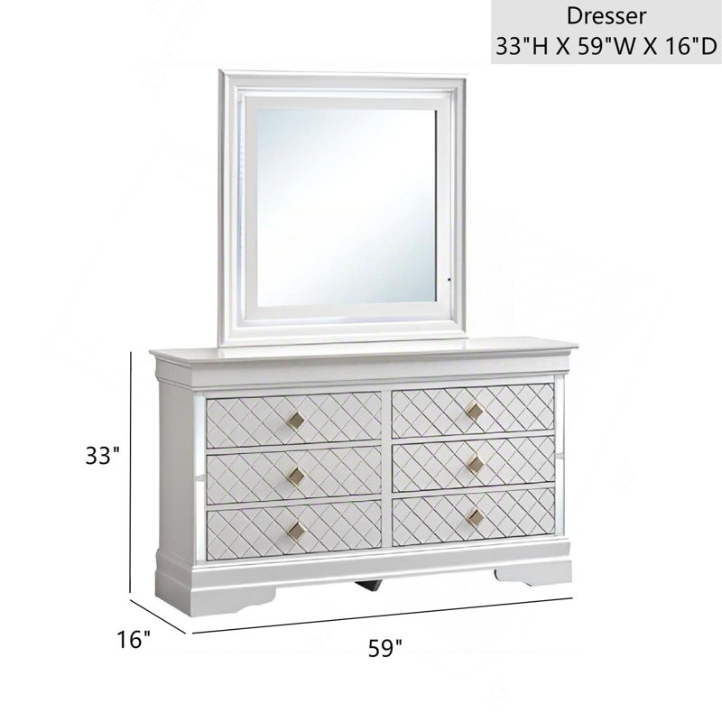 Commode 6 tiroirs avec boutons dorés