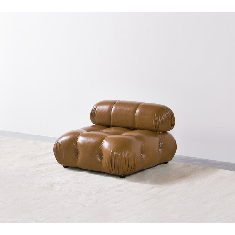 Adelaida Faux Leather Accent Chair, Brown Faux Leather