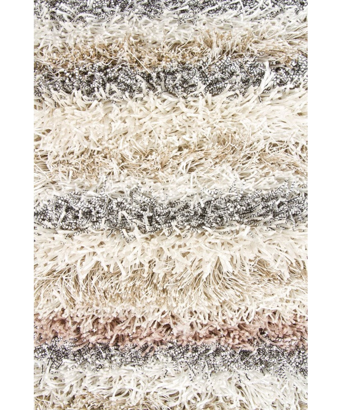 Kubu Hand Loomed Modern Area Rug in Ivory/Beige/Tan/Grey, Rectangle 5' x 7'6"