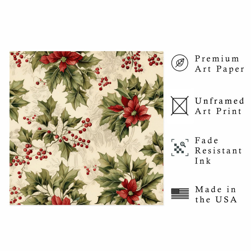 Fleurs de Noël florales, reproduction d'art classique sans cadre, H 28 po x l 28 po