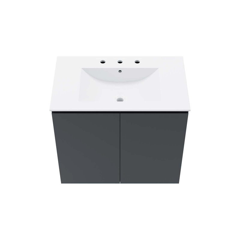 Modway Bryn 30" Wall-Mount Bathroom Vanity, Gray, White