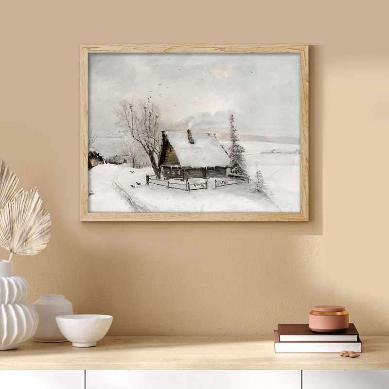 «Winter Snow Cabin» sur, Naturel, H 12 po x l 16 po