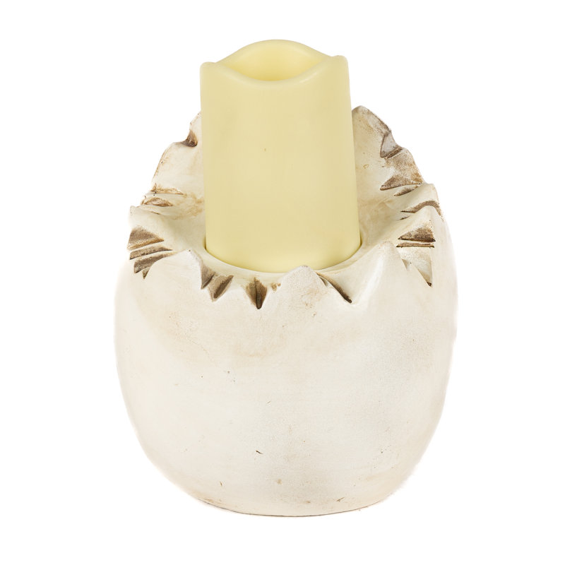9.05 Inch Spooky Lighted Resin Halloween Skull with LED Candle