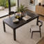 Table de salle à manger rectangulaire TREXM avec dessus de style parquet, coins arrondis, pieds incurvés et pieds ajustables (Espresso)-1503382412