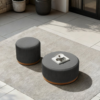 Briles All-Aluminum Outdoor Poufs With Quilted Wrap