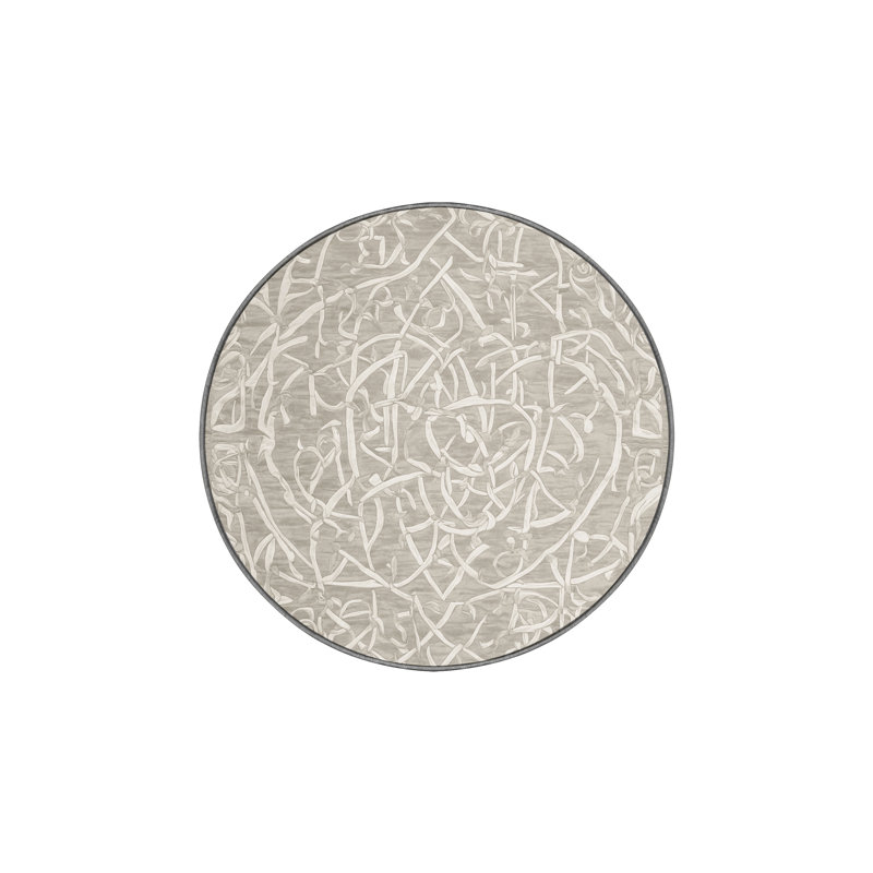 Tapis gris lavable à la machine, Rond 3 pi