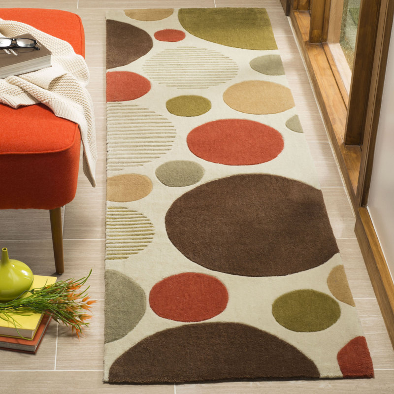 Modern Art Hand-Tufted Ivory Area Rug, Runner 2'6" x 12'