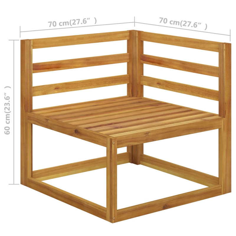 5 Piece Patio Lounge Set with Cushions Solid Acacia Wood, White