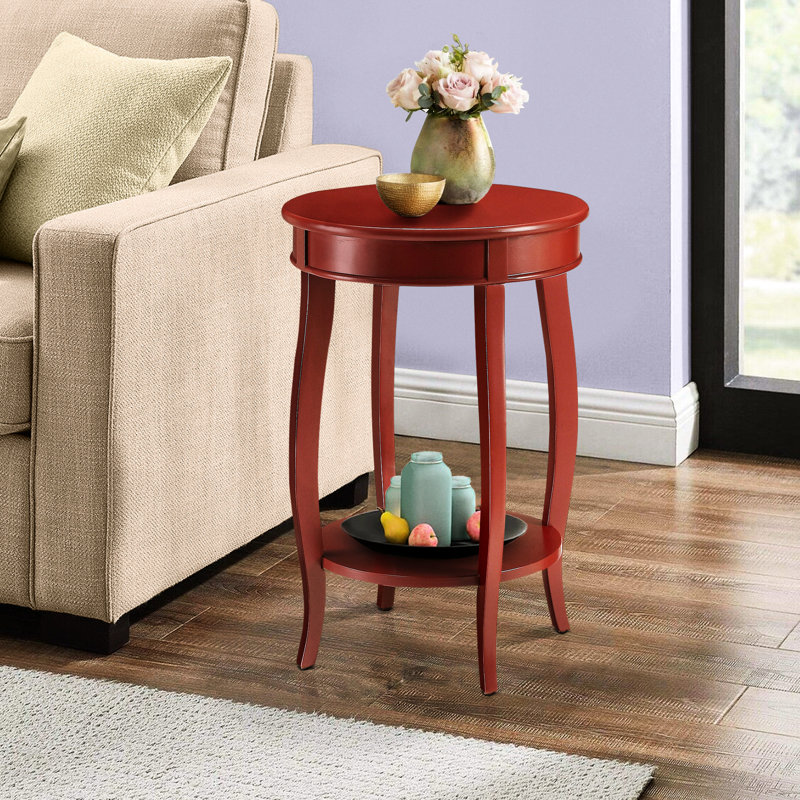 Table d'appoint rouge avec rangement - Mélange bien décoré à partir de tablettes en bois massif de différents styles, Rouge