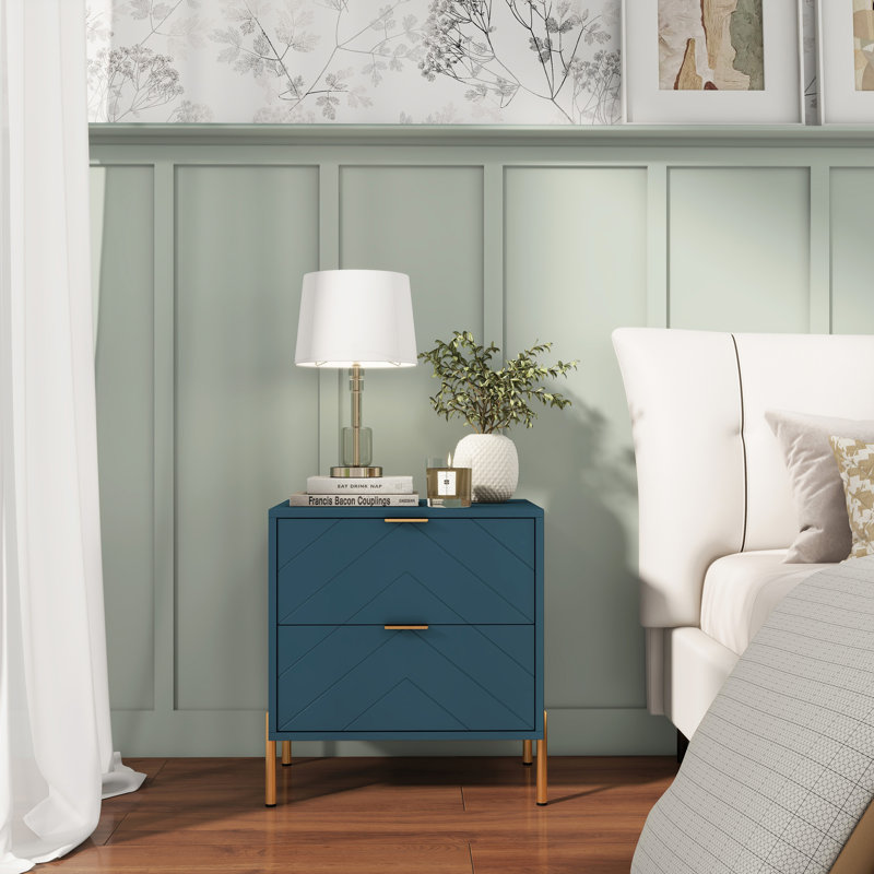 Double Drawer Nightstand (Set Of 2), Green