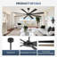 72 po Ventilateur de plafond 8 pales à double face noir et bois flottant avec télécommande DC, noir mat-487715745-487715751-488404698