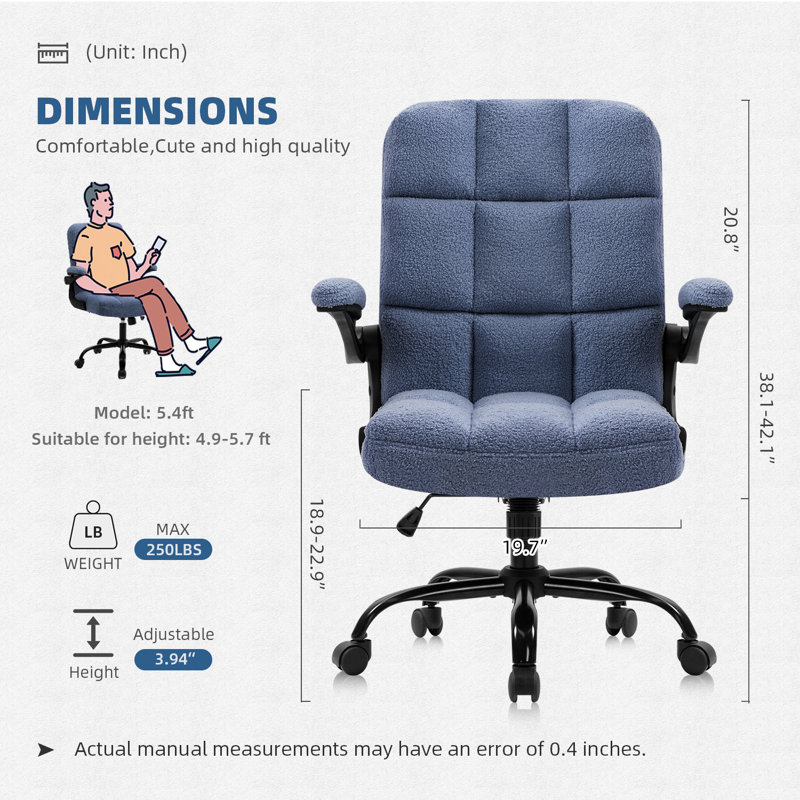 Chaise de cadre ergonomique, Bleu marine, Noir, Molleton pelucheux
