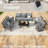 7 - Person Outdoor Metal Sectional Seating Group With Coffee Table And Swivel Chairs, All Weather Conversation Set With Gray Cushions-730810331