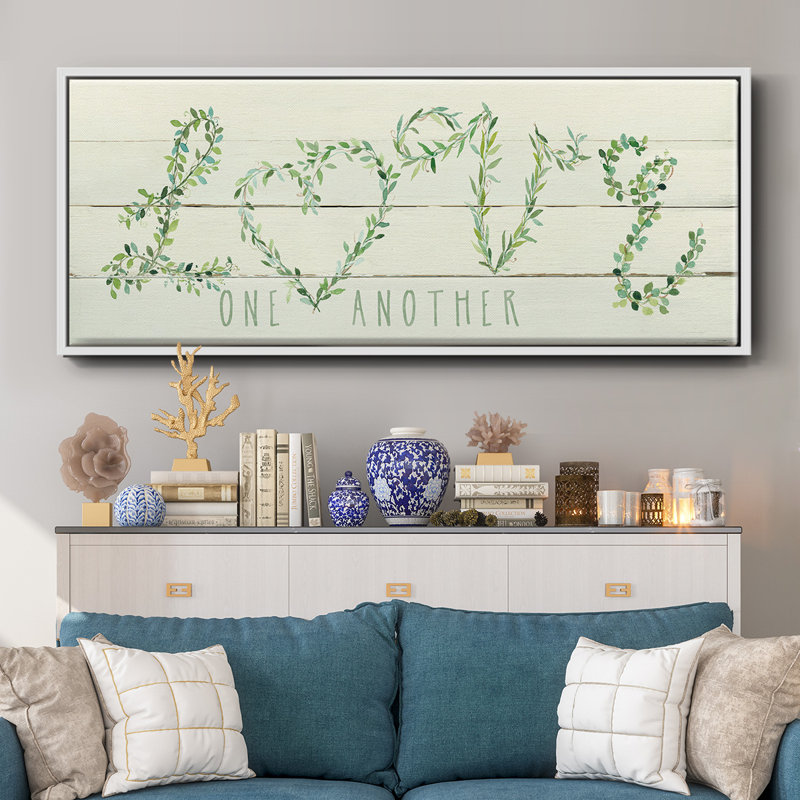 Shiplap Vines Love - toile encadrée, H 12 po x l 30 po