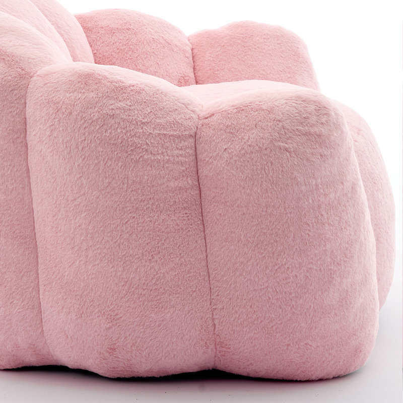 Canapé à compression pour adultes avec anneau à tirer Lotus, Fausse fourrure rose