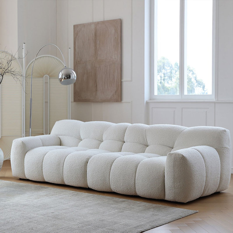 Coussin modulaire blanc en polyester, H 27,95 po x l 98,43 po x P 40,55 po 