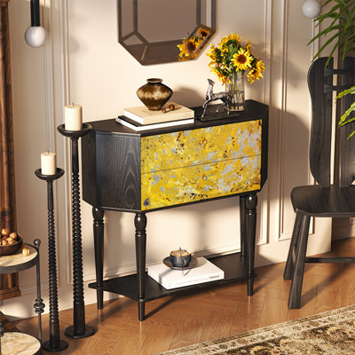 Retro Minimalist Art Console Table with 2 Drawers