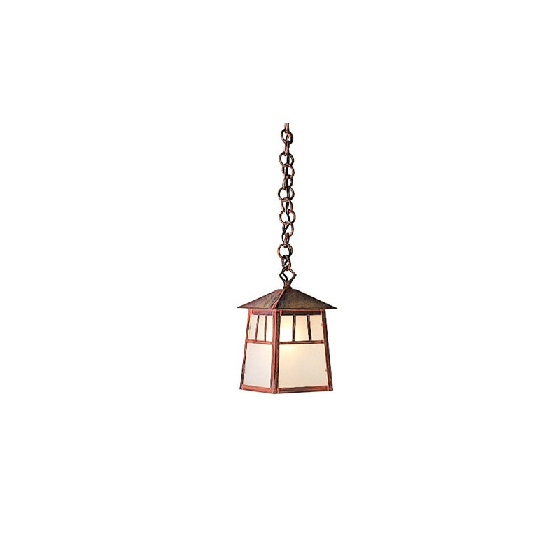 Raymond Outdoor Hanging Lantern, 8.88" H x 5.25" W, Verdigris Patina, Frosted