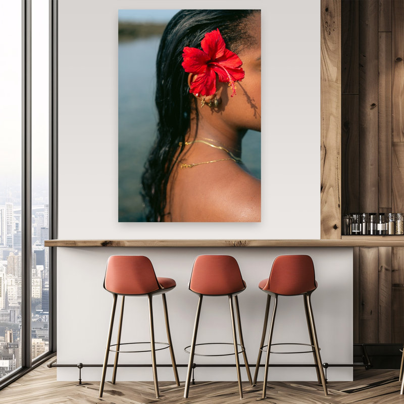 Hibiscus Serenity Peaceful Serene Tranquil Hibiscus Flower Nature Wall Art Print 1 Piece Wrapped Canvas Wall Art