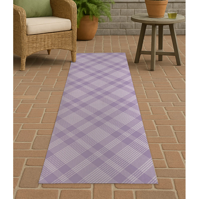 Lily Tartan Non-Slip Outdoor Rug, Runner 2'6" x 8'