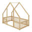 Lit de plancher de style maisonnette avec clôture de protection et barrières de sécurité-1074504566