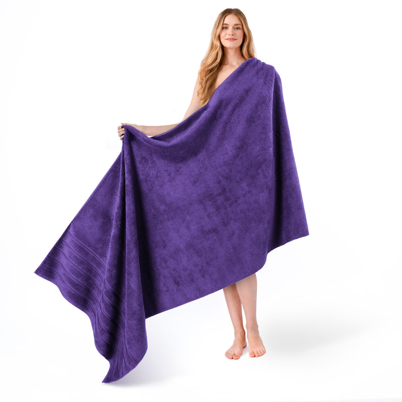 Grand drap de bain 100% coton 35 x 70 Darcelle, Violet / mauve