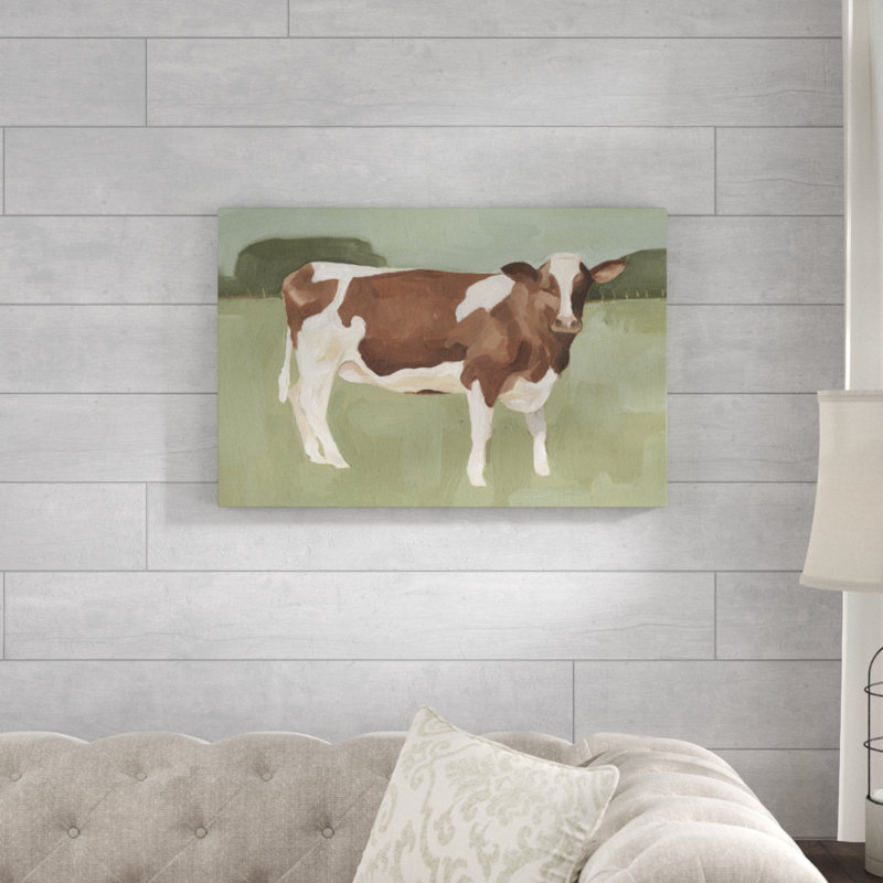 Bovine Field II by Emma Scarvey - Painting on Canvas, 51cm H x 76cm W, Wrapped Canvas