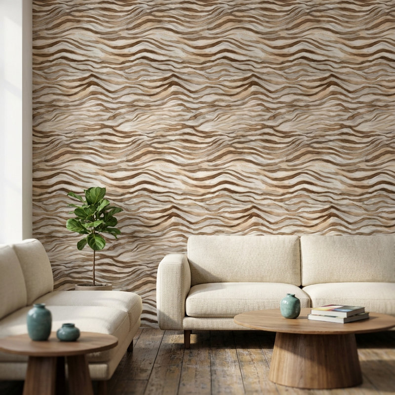 Abstract Pattern Wallpaper Brown Cream Wall Mural