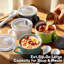 Ensemble de 2 bols à soupe 30 oz avec poignées / ensemble de grandes tasses 30 oz. Céramique de qualité alimentaire avec couvercle sans BPA et cuillère en céramique.-134044996