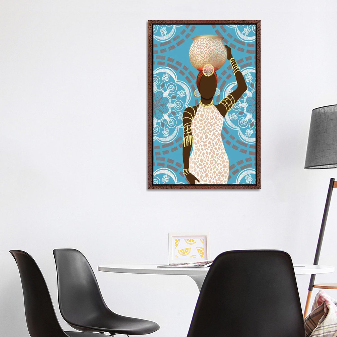 Woman Mandala Leopard Print Teal von Matthew Piotrowicz - Galerie-verpackte Leinwand Giclée auf Leinwand