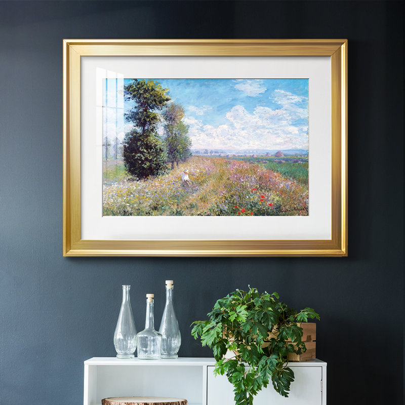 «Meadow with Poplars», 1875, reproduction d'art encadrée, Or, H 15 po x l 21 po x P 1,5 po