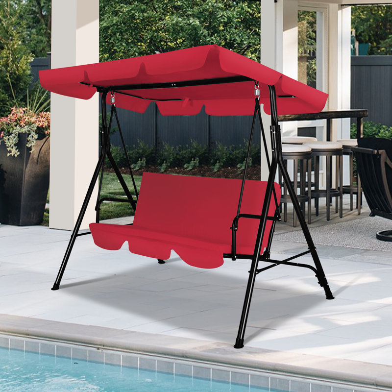 Balancelle 3 personnes avec auvent réglable, Rouge