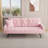 1730 Sofa Bed Armrest With Nail Head Trim With Two Cup Holders 72" Pink Velvet Sofa For Small Spaces