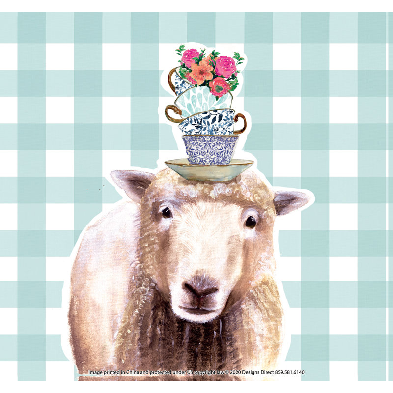 Sheep Tea Cups - Painting on Canvas, 61 cm H x 91 cm W, Wrapped Canvas
