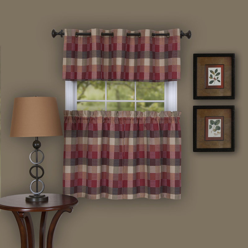 Cantonnière 57 po Assel, l 57 po x L 24 po, Rouge/beige
