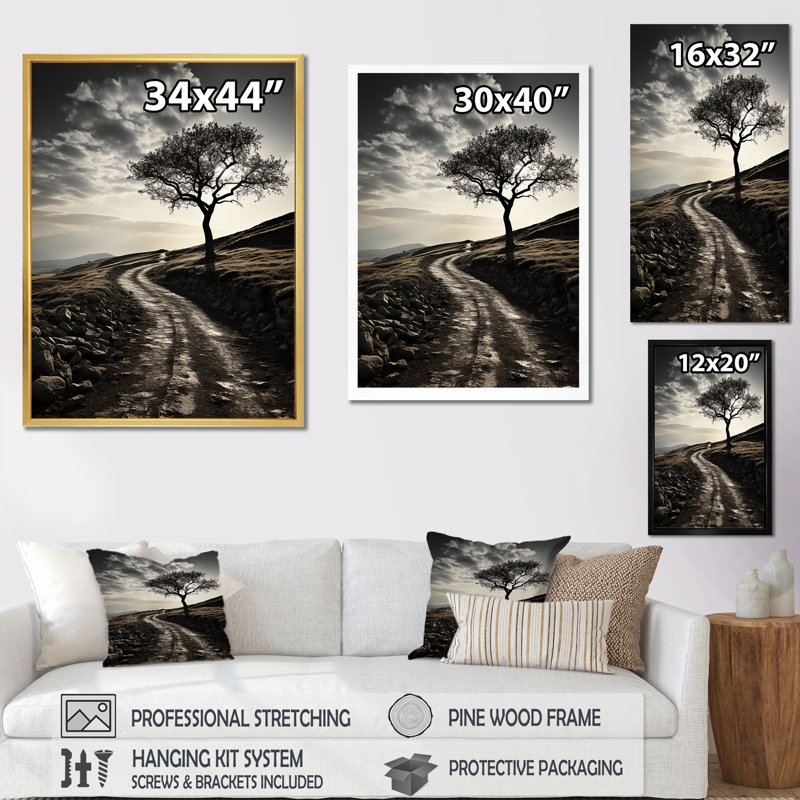 " Black And White Minimal Horizon Photo II ", White Single Picture Framed, 32" H x 24" W x 1" D