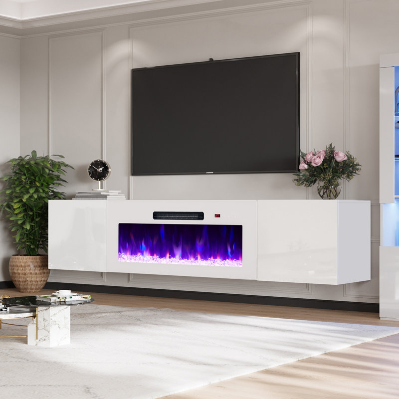 Meuble télé Bhhatu Highgloss, Entièrement blanche, 80"