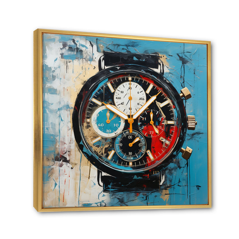 «Watche Temporal Fusion» sur toile, Cadre flottant doré, H 36 po x l 36 po x P 1,5 po