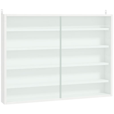 Wall-Mounted Display Cabinet, Glass Display Cabinet With Doors And Adjustable Shelves