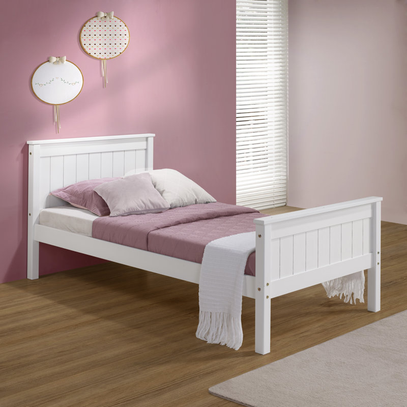 Beckett Solid Pine Platform Bed, Twin, White