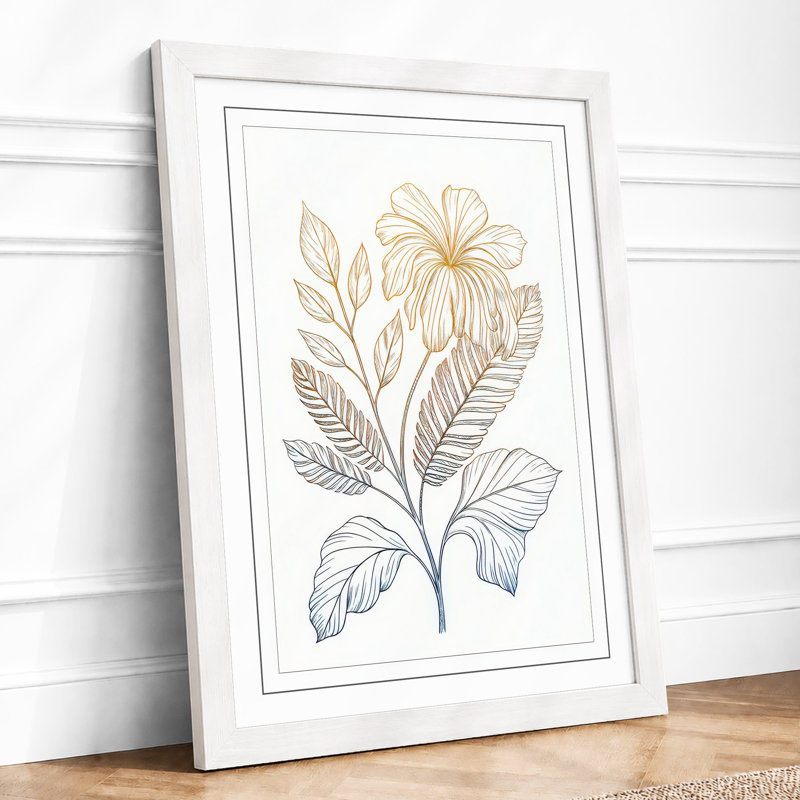 Daisy Study In Line Botanical - Print, A3 - 42.0 x 29.7 cm, White