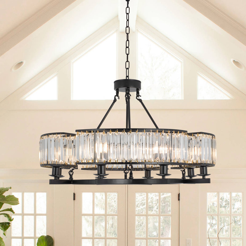 Lustre géométrique en cristal à 8 lumières Ferster avec détails en fer forgé Ferster