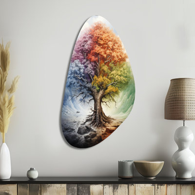 Tree Of Life All Seasons I - Landscape Trees Fall Shape Assymterical Metal Wall Art